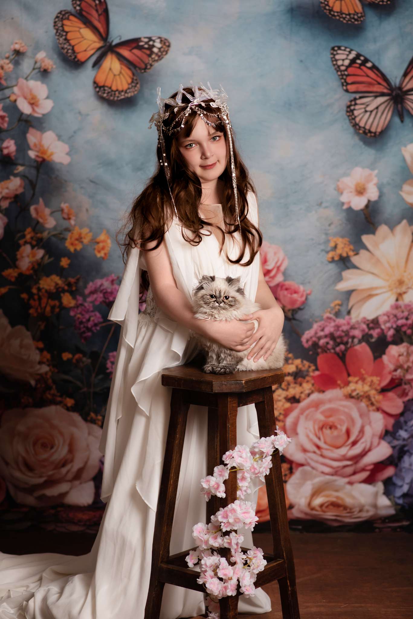 Kate Spring Floral Butterfly Backdrop Designed by Emetselch - Kate Backdrop AU