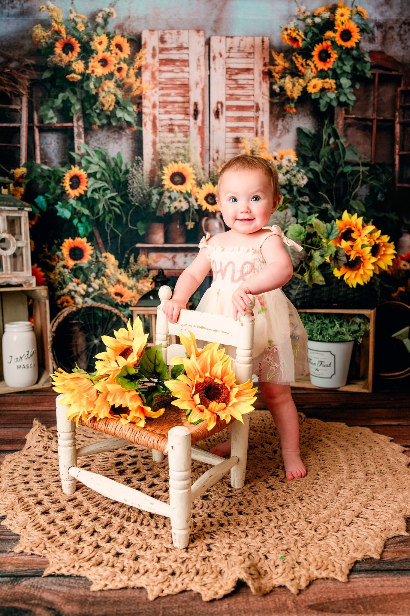 Kate Spring Sunflowers Old Furniture Room Backdrop Designed by Emetselch - Kate Backdrop AU