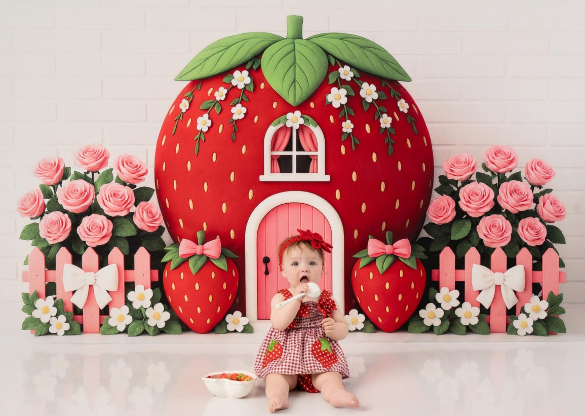 Kate Strawberry House Backdrop Designed by Ashley Paul - Kate Backdrop AU