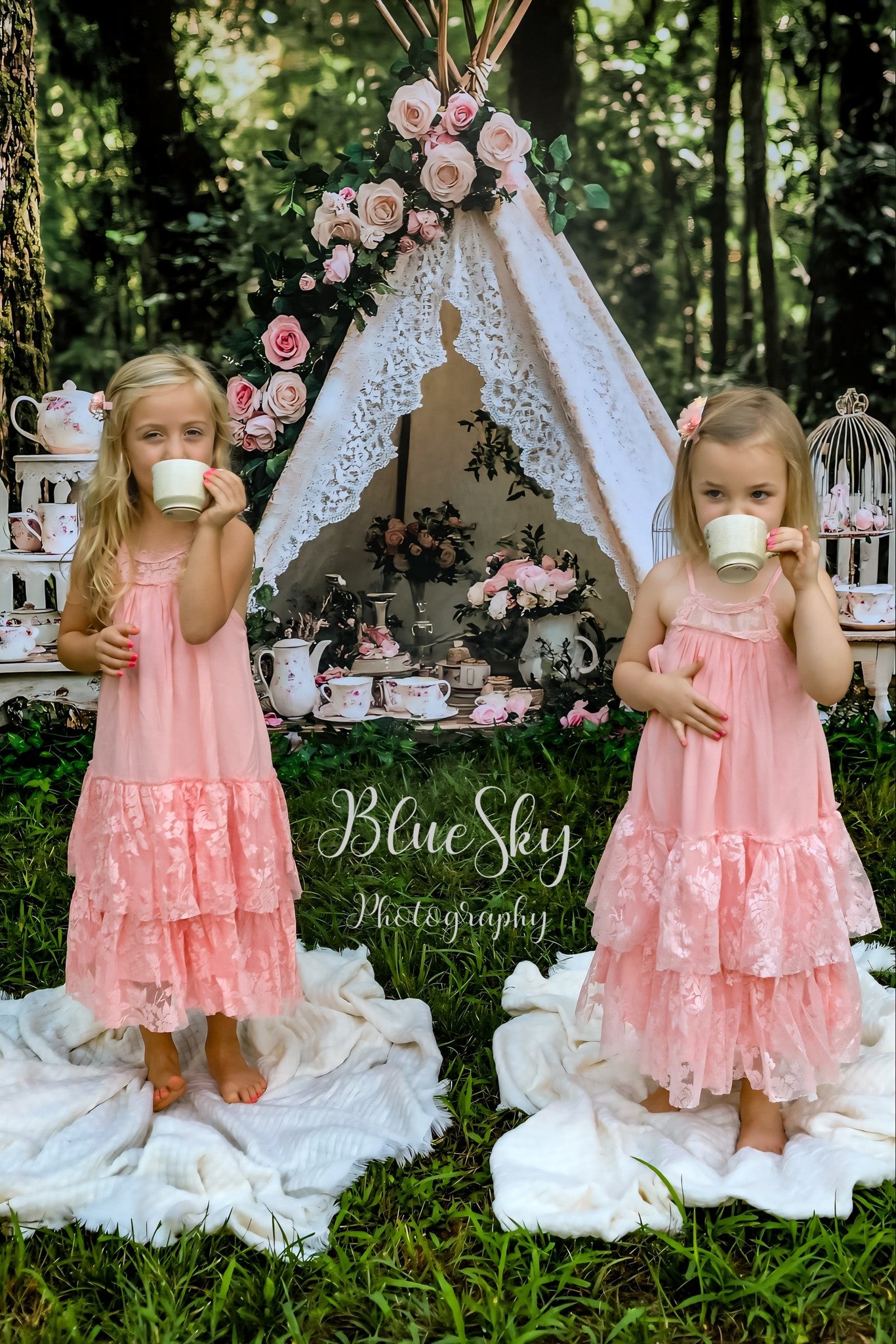 Kate Teapot Tree Before Forest Backdrop Designed by Ashley Paul