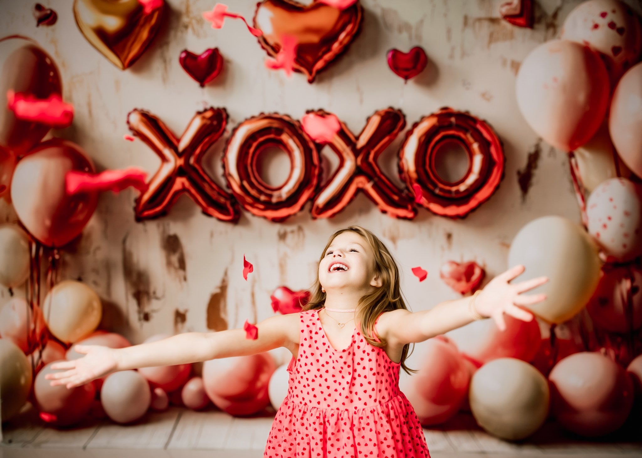 Kate Valentine's Balloons XOXO Heart Backdrop Designed by Emetselch - Kate Backdrop AU