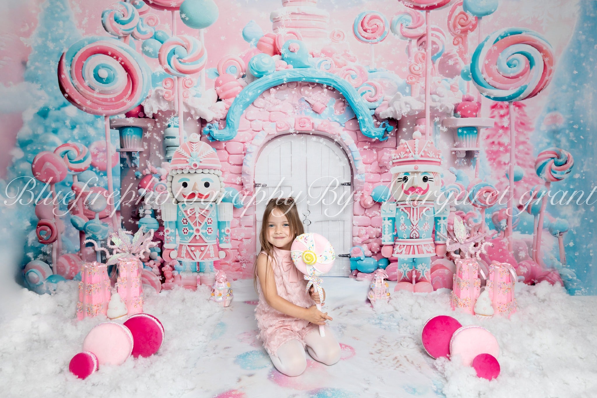 Kate Winter Christmas Pink Candy Door Nutcracker Backdrop Designed by Ashley Paul - Kate Backdrop AU