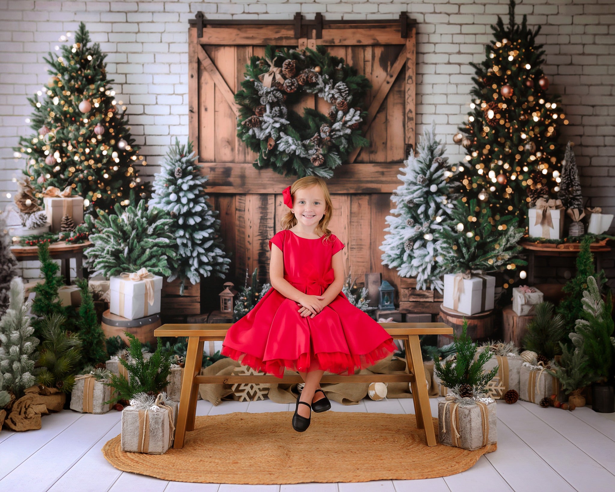 Kate Wooden Barn Door Christmas Backdrop