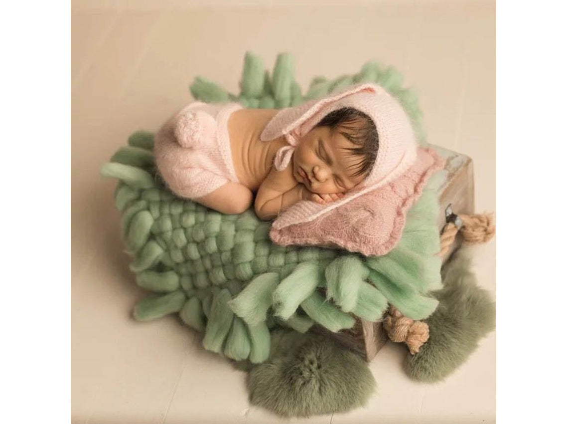 Kate Braided tassel Newborn Blanket Photo Studio Props Faux Fur Blanket - Kate Backdrop AU