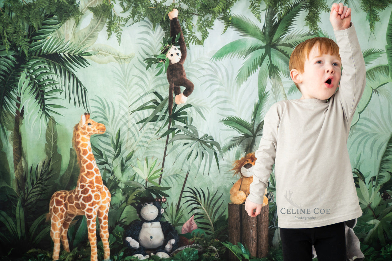Kate Cake Smash Backdrop Birthday Jungle Animals Designed by Emetselch - Kate Backdrop AU