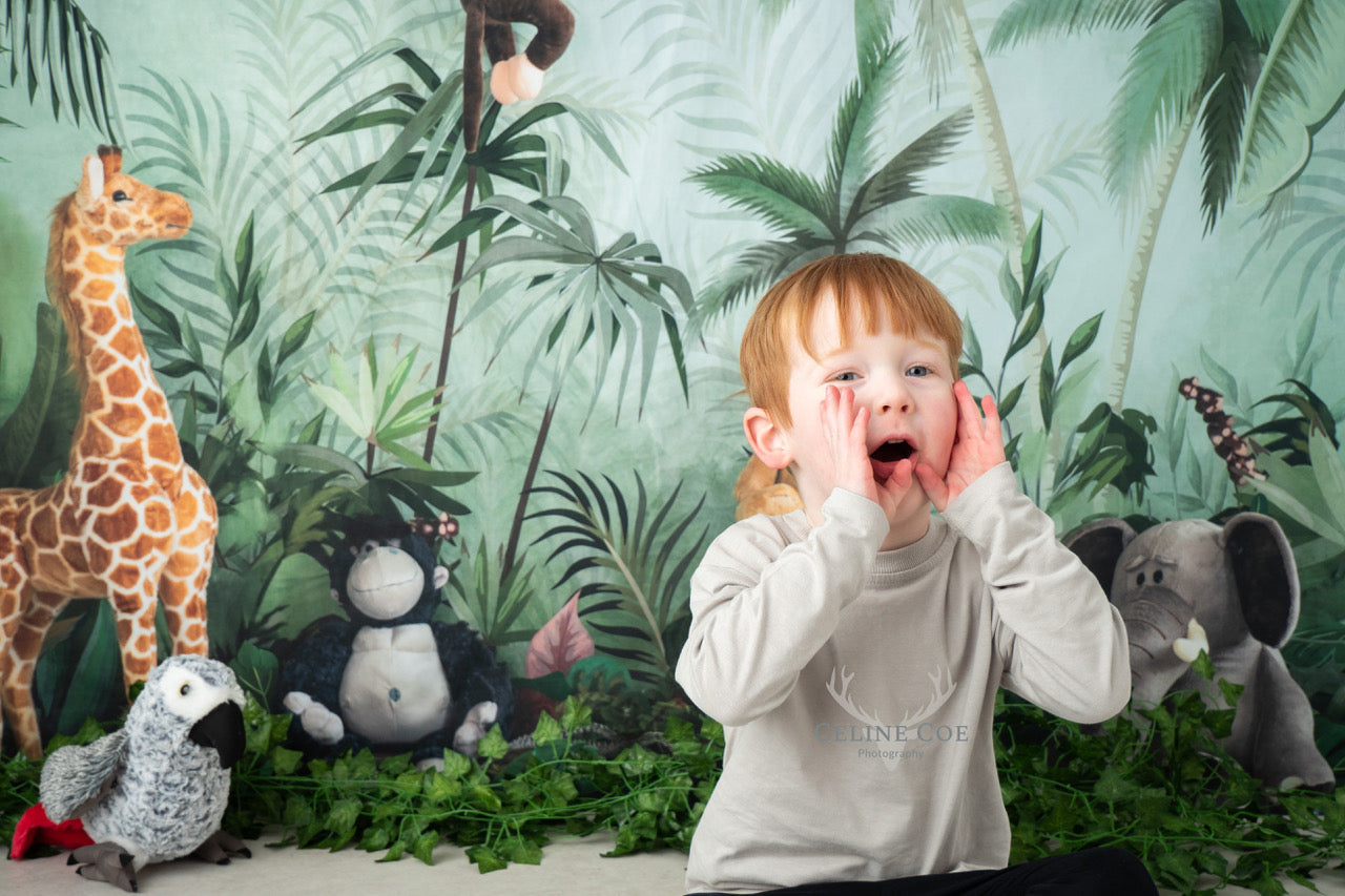 Kate Cake Smash Backdrop Birthday Jungle Animals Designed by Emetselch - Kate Backdrop AU