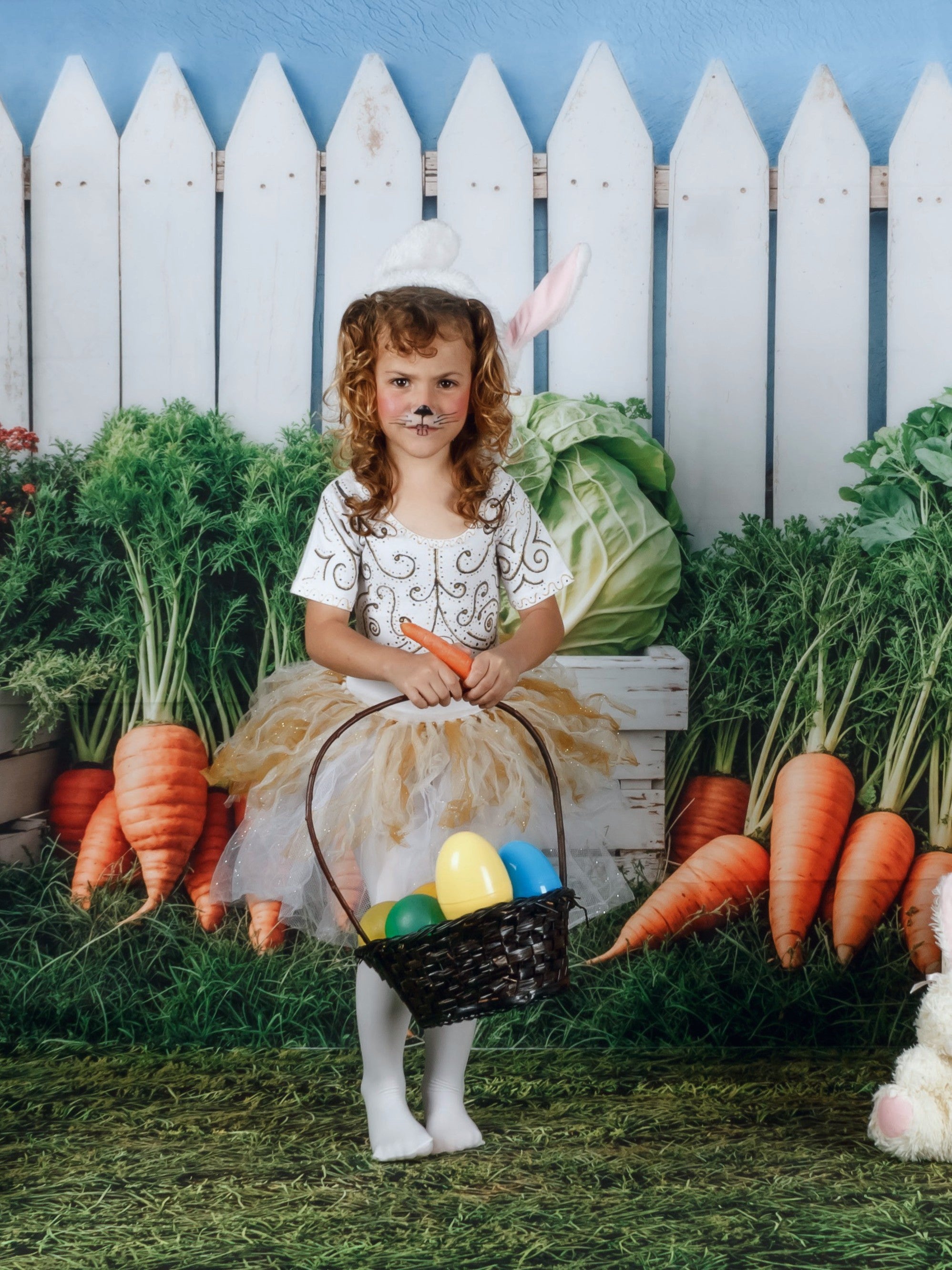 Kate Spring Fence Cabbage Backdrop+Green Grass Lawn Floor Backdrop - Kate Backdrop AU