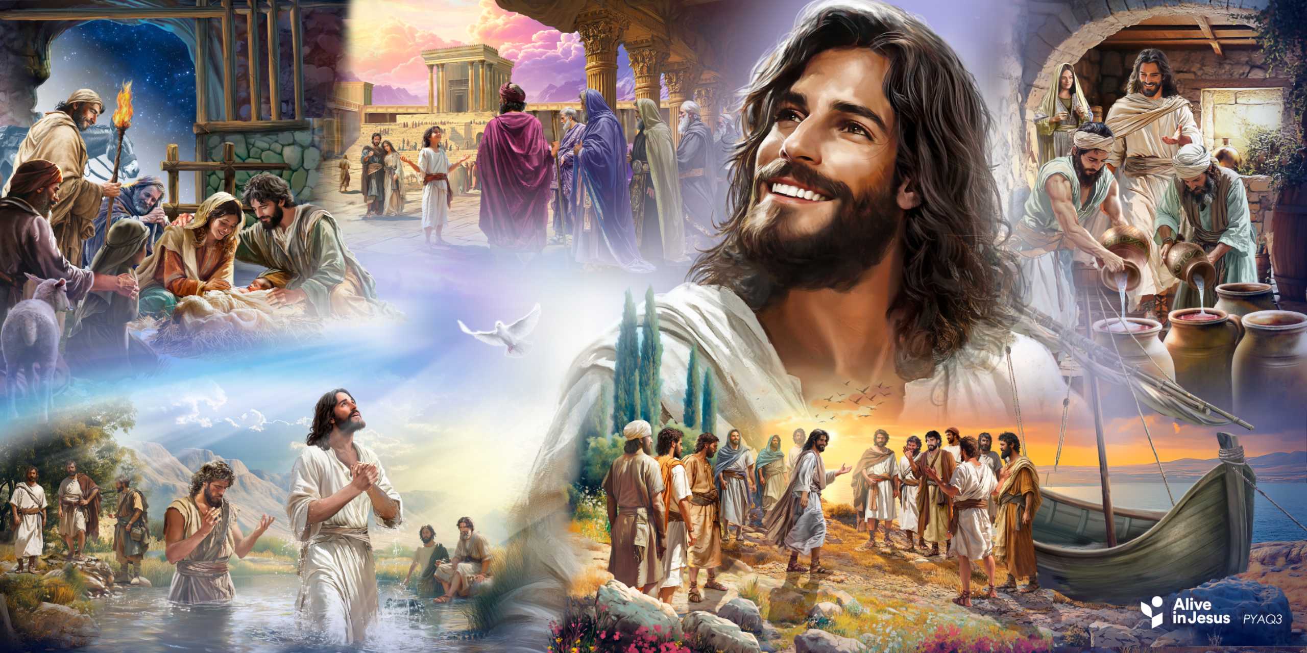 Alive in Jesus Custom Mural/Banner(Fabric Backdrop) (default: no border, no pocket)