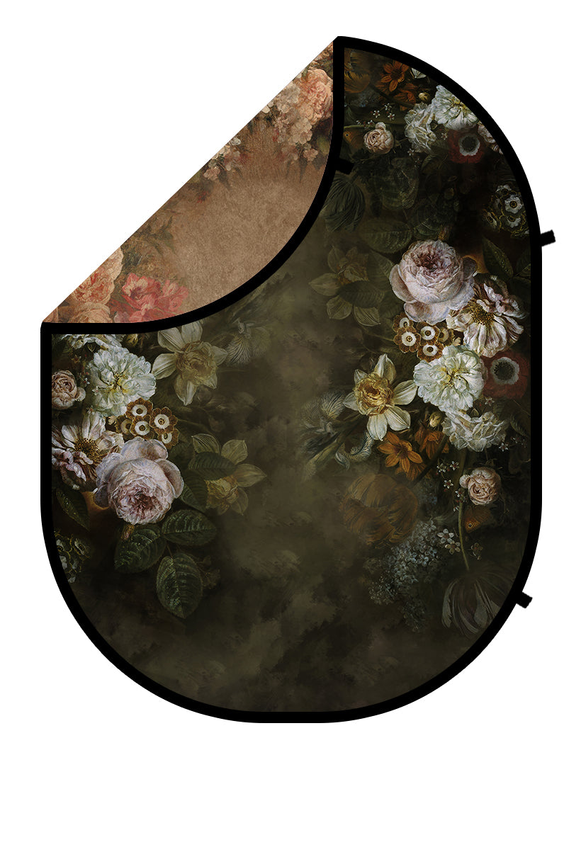 Kate Fine Art Dark/Brown Floral Collapsible Backdrop Photography 5X6.5ft(1.5x2m) - Kate Backdrop AU