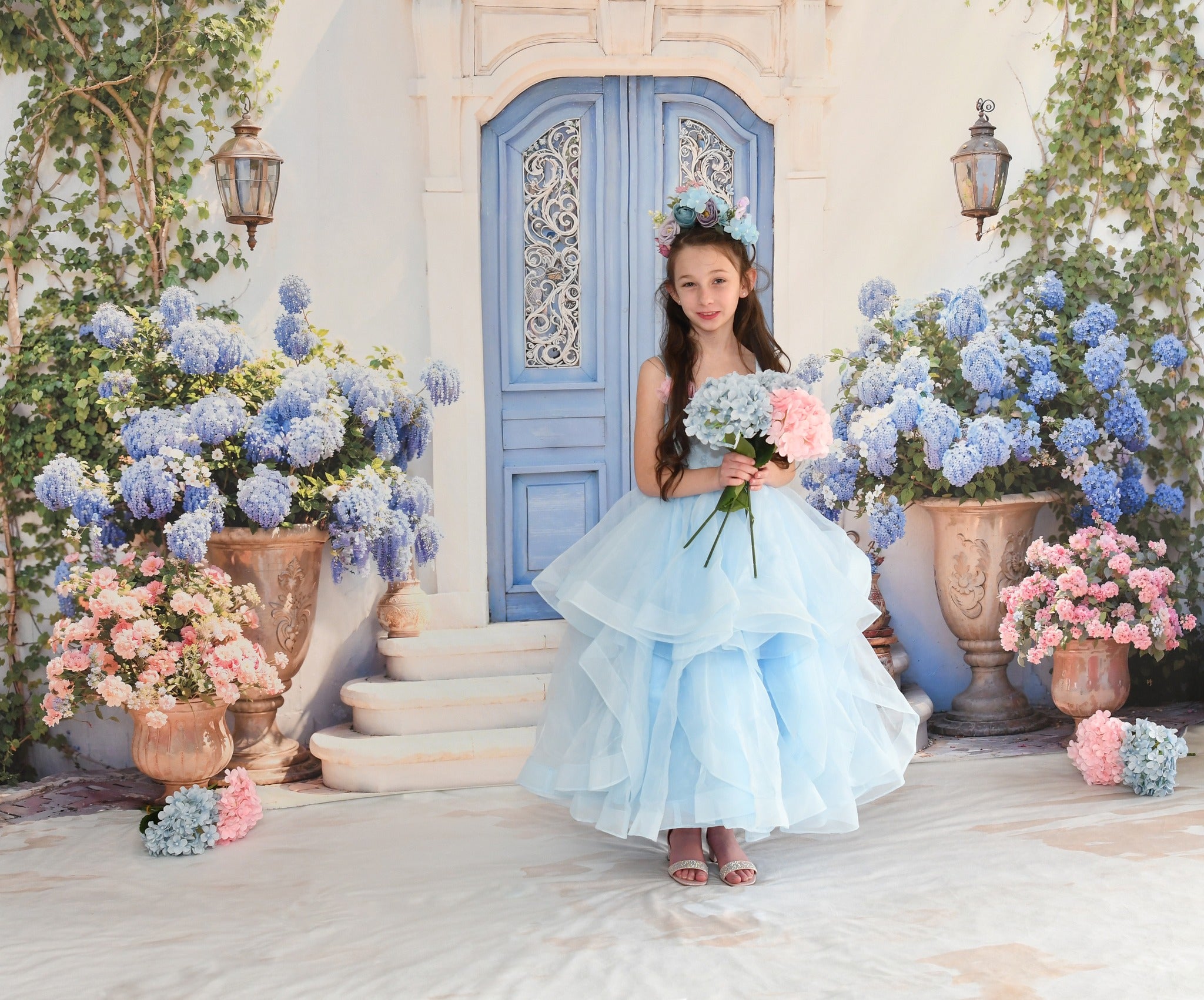 Kate Spring Blue Door Hydrangea Backdrop Designed by Emetselch - Kate Backdrop AU