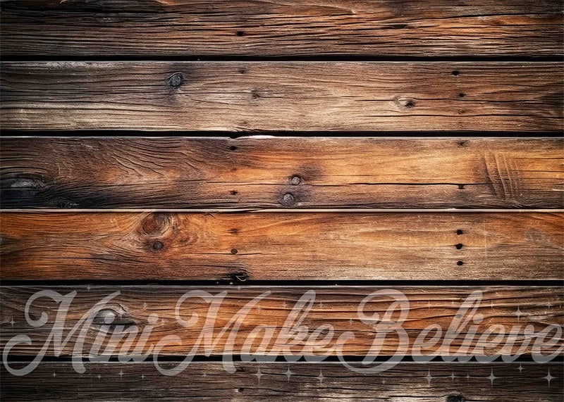Kate Brown Distressed Ultra Large Slat Barn Wood Rubber Floor Mat designed by Mini MakeBelieve - Kate Backdrop AU