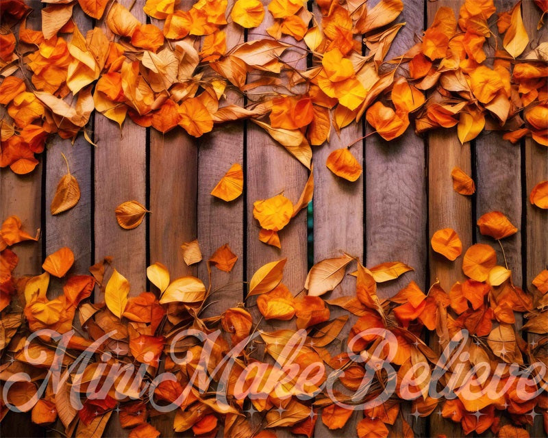 Kate Fall Brown Wood Orange Leaves Rubber Floor Mat designed by Mini MakeBelieve - Kate Backdrop AU