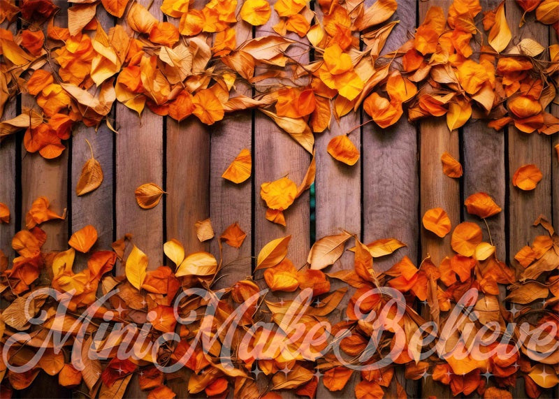 Kate Fall Brown Wood Orange Leaves Rubber Floor Mat designed by Mini MakeBelieve - Kate Backdrop AU