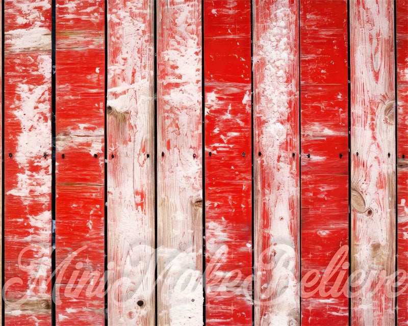 Kate Red White Distressed Vertical Wood Rubber Floor for Mat Photography designed by Mini MakeBelieve - Kate Backdrop AU