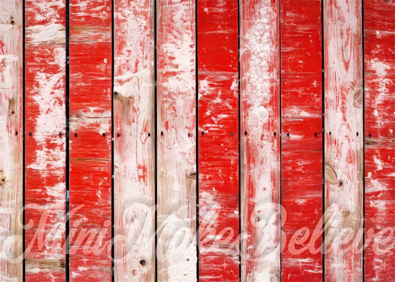 Kate Red White Distressed Vertical Wood Rubber Floor for Mat Photography designed by Mini MakeBelieve - Kate Backdrop AU