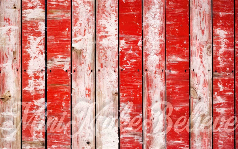 Kate Red White Distressed Vertical Wood Rubber Floor for Mat Photography designed by Mini MakeBelieve - Kate Backdrop AU