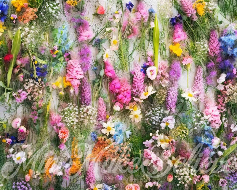 Kate Summer Colorful Flowers Grass Rubber Floor Mat for Photography designed by Mini MakeBelieve - Kate Backdrop AU