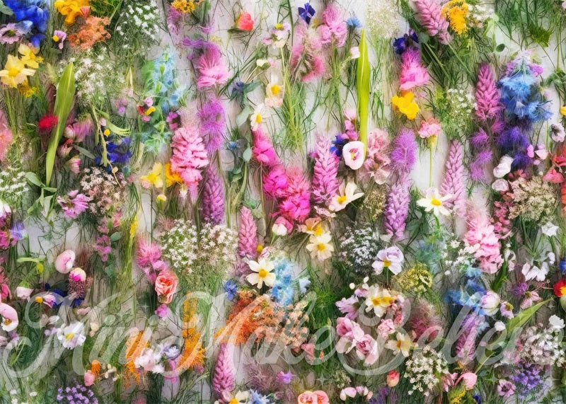 Kate Summer Colorful Flowers Grass Rubber Floor Mat for Photography designed by Mini MakeBelieve - Kate Backdrop AU