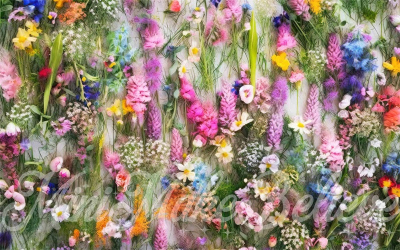 Kate Summer Colorful Flowers Grass Rubber Floor Mat for Photography designed by Mini MakeBelieve - Kate Backdrop AU