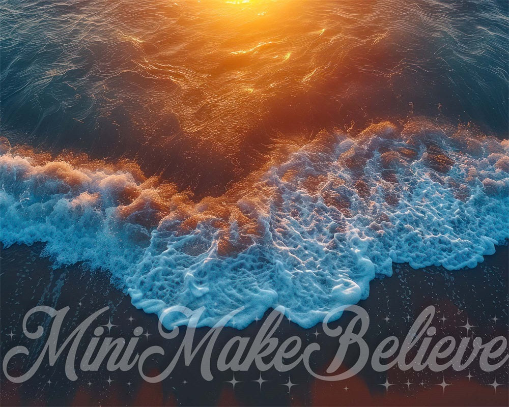 Kate Ocean Beach Wave Sunset Rubber Floor Mat designed by Mini MakeBelieve - Kate Backdrop AU
