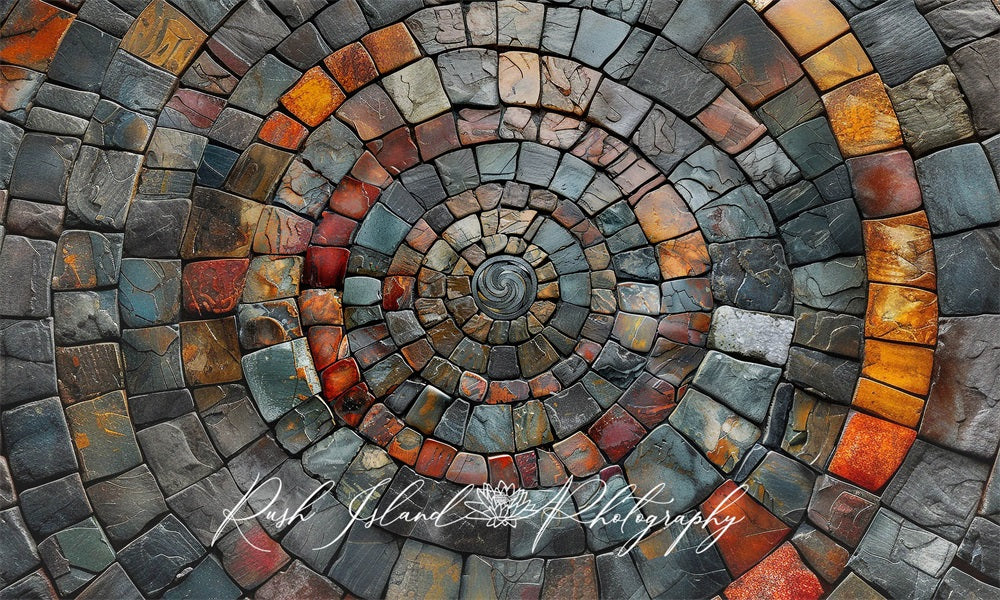 Kate Circular Colorful Rock Ground Floor Mat designed by Laura Bybee - Kate Backdrop AU