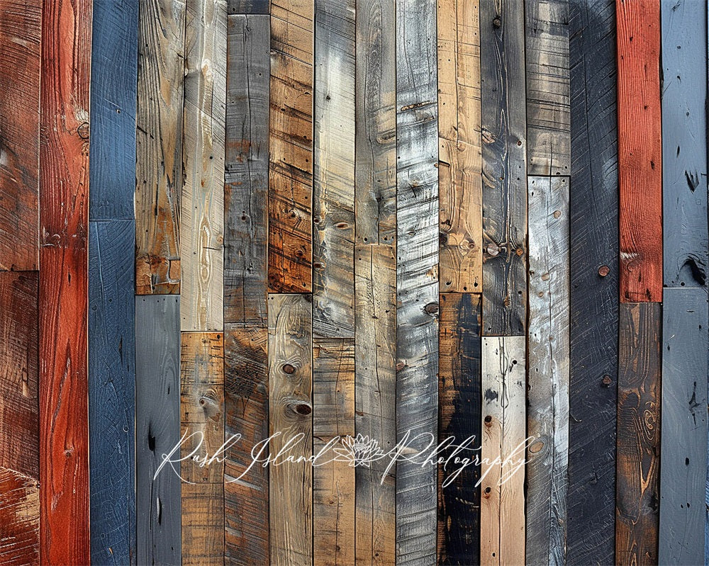 Kate Multi Colored Rustic Wood Floor Mat designed by Laura Bybee - Kate Backdrop AU