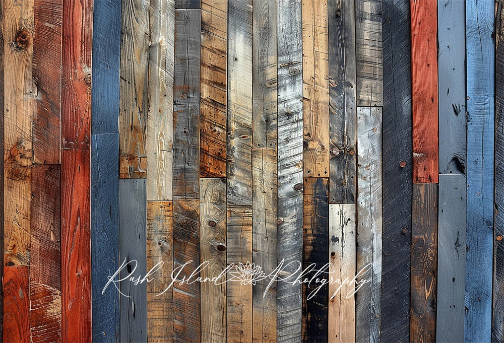 Kate Multi Colored Rustic Wood Floor Mat designed by Laura Bybee - Kate Backdrop AU