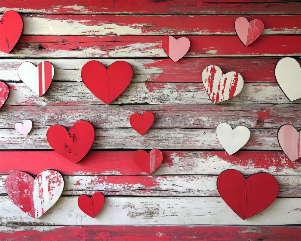 Kate Valentine Red Heart Wood Rubber Floor Mat designed by Mini MakeBelieve - Kate Backdrop AU