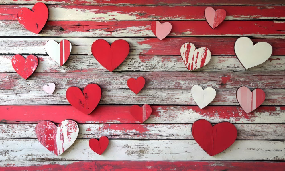 Kate Valentine Red Heart Wood Rubber Floor Mat designed by Mini MakeBelieve - Kate Backdrop AU