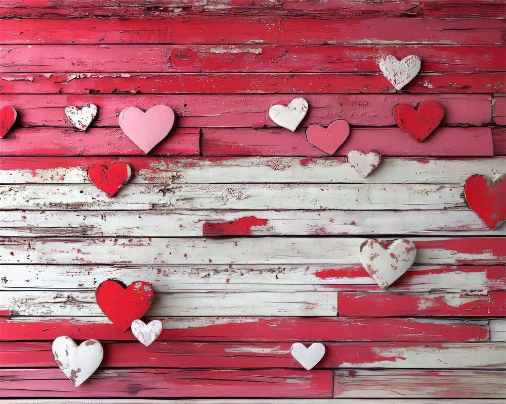 Kate Valentine Red Heart Wooden Rubber Floor Mat designed by Mini MakeBelieve - Kate Backdrop AU