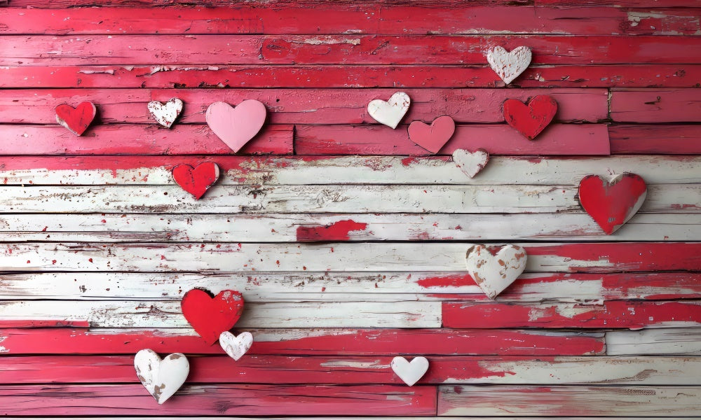 Kate Valentine Red Heart Wooden Rubber Floor Mat designed by Mini MakeBelieve - Kate Backdrop AU