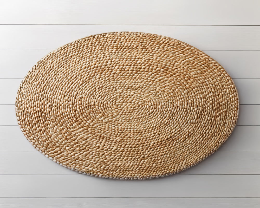 LONSALE Kate Newborn Natural Woven Oval Rug Pattern Rubber Floor Mat Designed by Mini MakeBelieve - Kate Backdrop AU