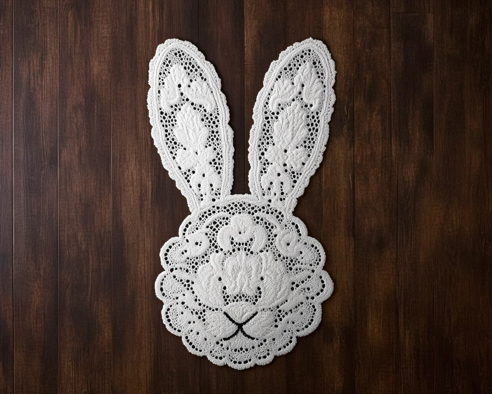 Kate Newborn Easter Bunny Lace Wood Rubber Floor Mat Designed by Mini MakeBelieve - Kate Backdrop AU
