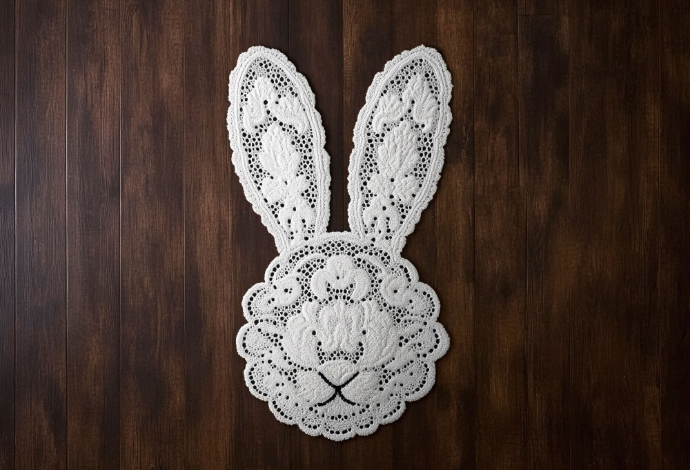 Kate Newborn Easter Bunny Lace Wood Rubber Floor Mat Designed by Mini MakeBelieve - Kate Backdrop AU