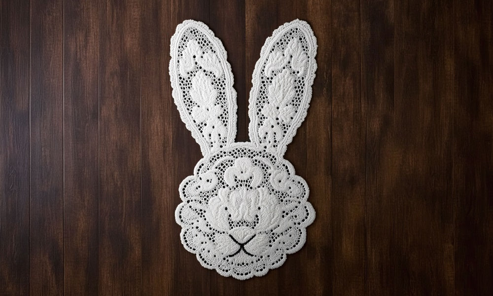 Kate Newborn Easter Bunny Lace Wood Rubber Floor Mat Designed by Mini MakeBelieve - Kate Backdrop AU
