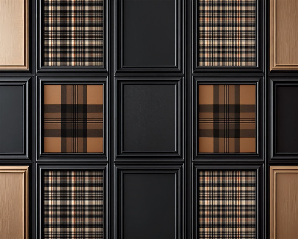 Kate Father's Day Plaid Frame Pattern Rubber Floor Mat Designed by Mini MakeBelieve - Kate Backdrop AU