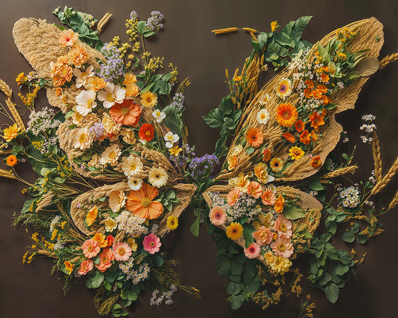 Kate Flowers Butterflies Wheat Ears Rubber Floor Mat for Photography - Kate Backdrop AU