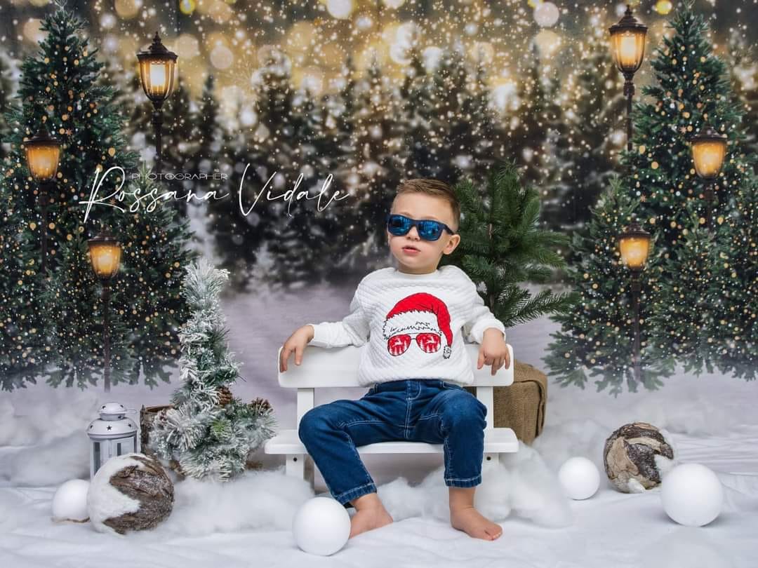Kate Christmas Snow Forest Lights Backdrop for Photography - Kate Backdrop AU