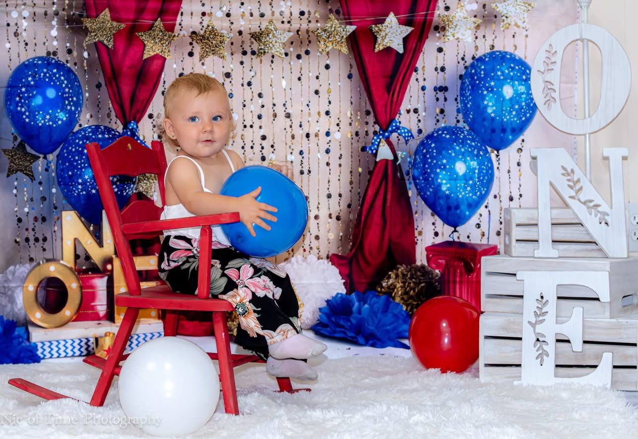 Kate One-der Woman First Birthday Balloons Backdrop for Photography Designed by Mandy Ringe Photography