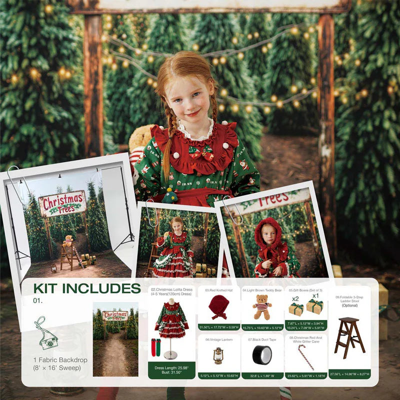 Kate Winter Wild Christmas Tree Gifts Farm Photo Kit - Kate Backdrop AU
