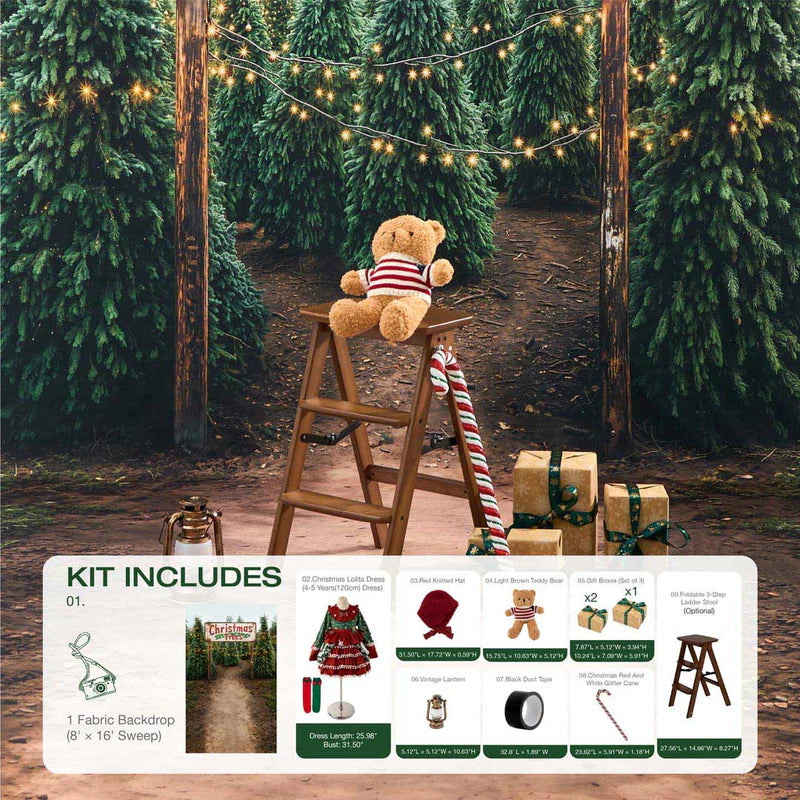 Kate Winter Wild Christmas Tree Gifts Farm Photo Kit - Kate Backdrop AU