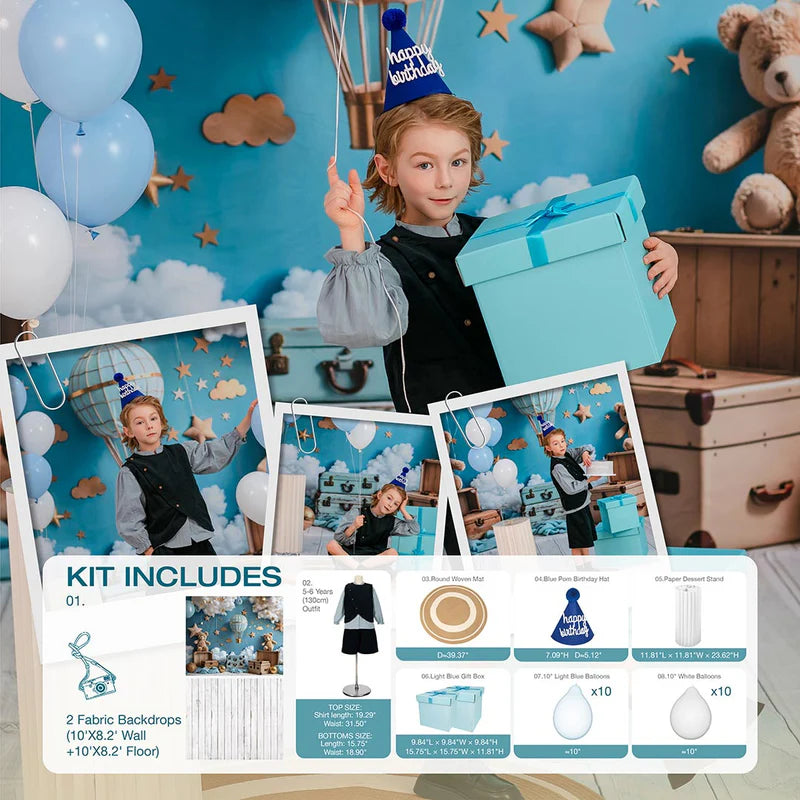 Kate Blue Birthday Photo Kit - Kate Backdrop AU