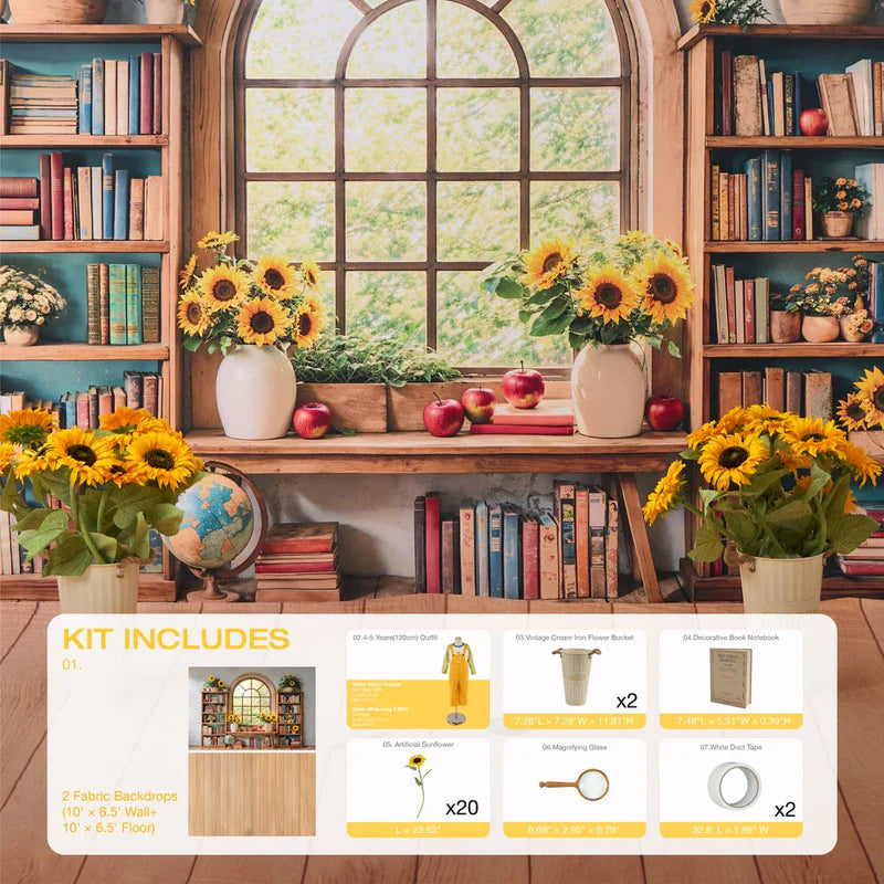 Kate Back to School Classroom Arch Window Sunflower Photo Kit