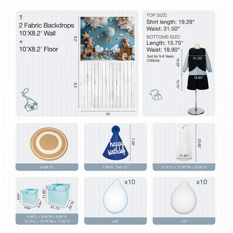 Kate Blue Birthday Photo Kit - Kate Backdrop AU