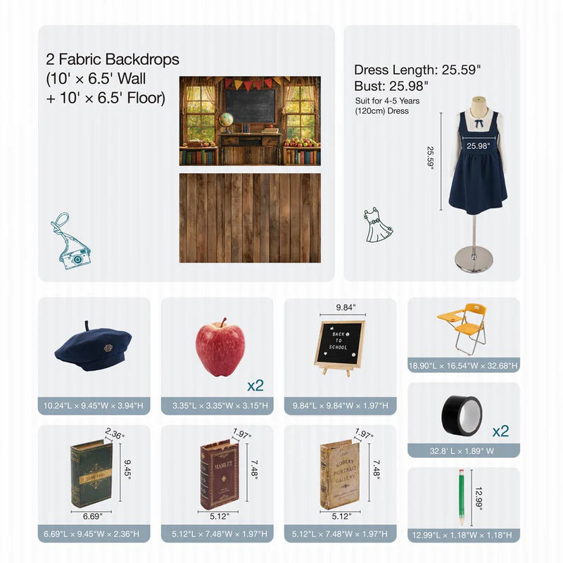 Kate Back to School Chalkboard Globe Photo Kit - Kate Backdrop AU
