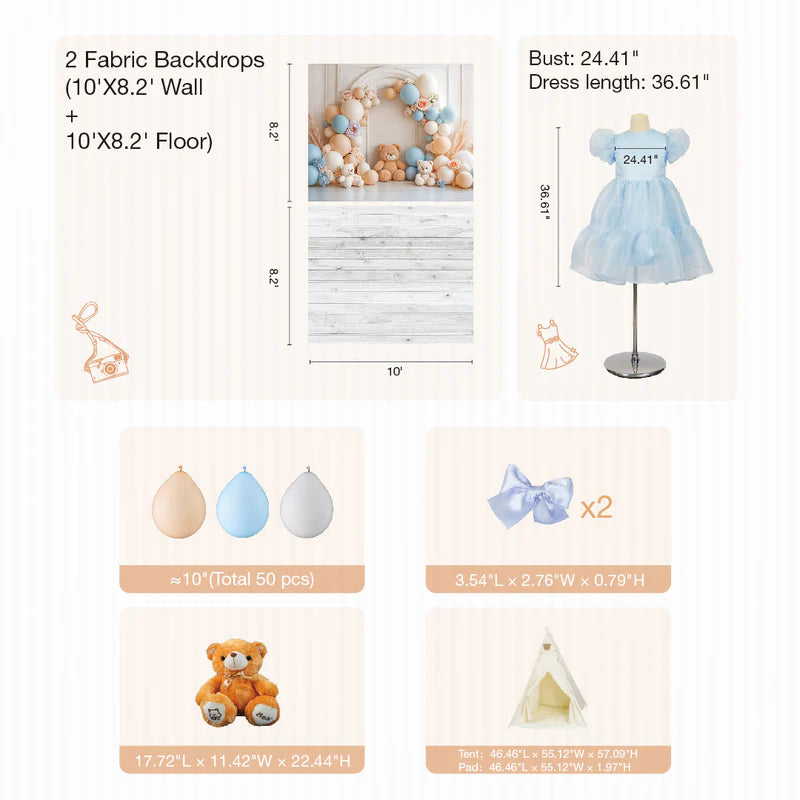 Kate Tent Bear Photo Kit - Kate Backdrop AU