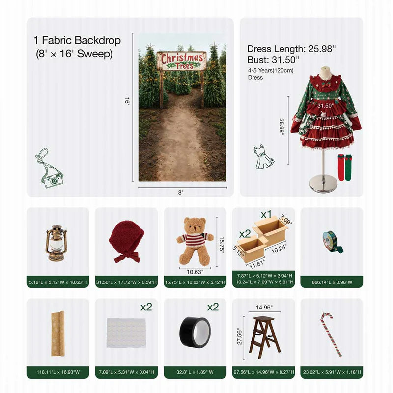 Kate Winter Wild Christmas Tree Gifts Farm Photo Kit - Kate Backdrop AU