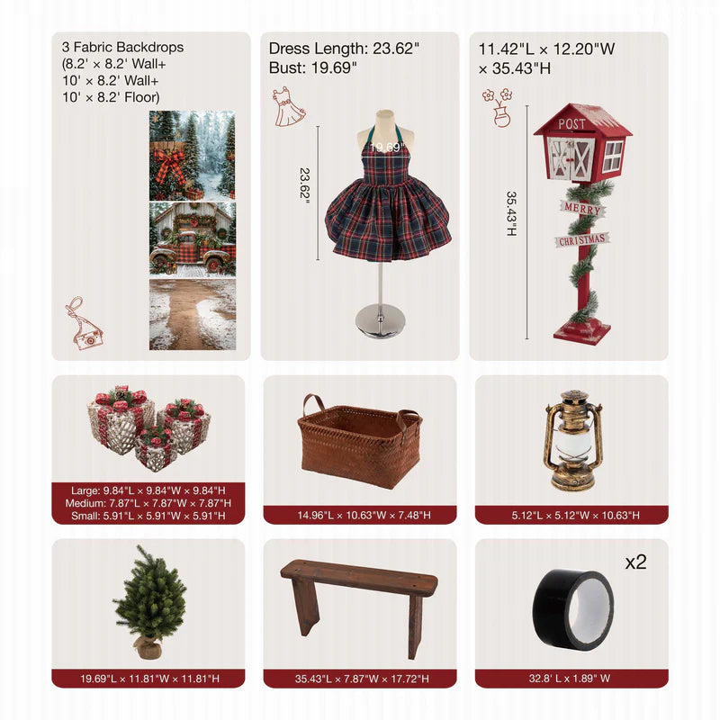 Kate Winter Christmas Tree Truck Gifts Roomset Photo Kit - Kate Backdrop AU