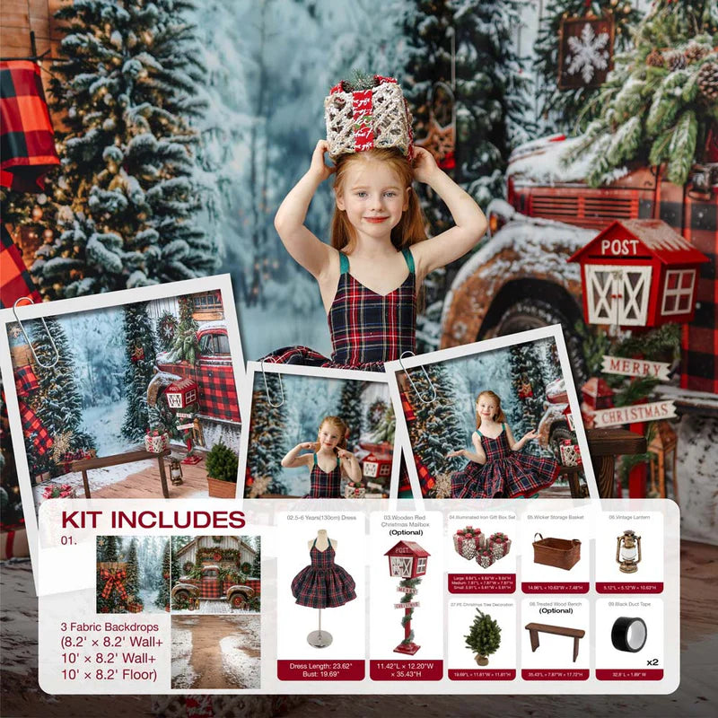 Kate Winter Christmas Tree Truck Gifts Roomset Photo Kit - Kate Backdrop AU