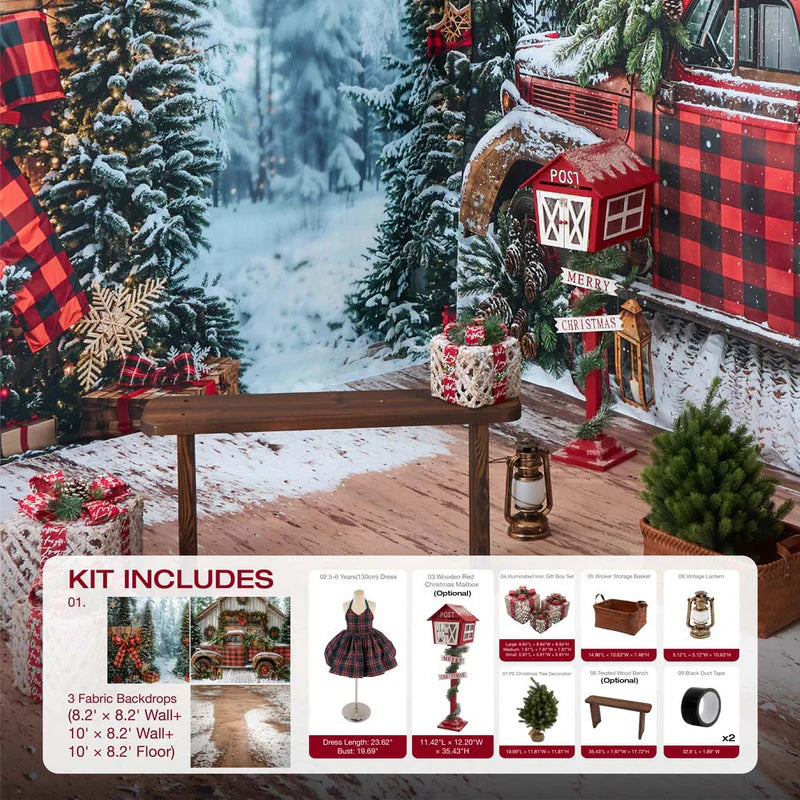 Kate Winter Christmas Tree Truck Gifts Roomset Photo Kit - Kate Backdrop AU